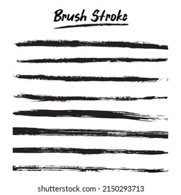 Brush the bundle stroke line. Vector brush set. Text boxes and grunge patches.Splatters design elements. Ink-painted shape