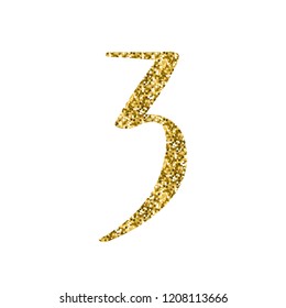 Brush calligraphy No 3 with vector gold glitter texture 
