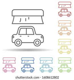 Brush carwash car in multi color style icon. Simple thin line, outline vector of car wash icons for ui and ux, website or mobile application