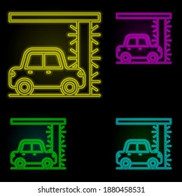 Brush carwash neon color set icon. Simple thin line, outline vector of car wash icons for ui and ux, website or mobile application