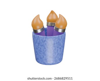  Icono de caja de pincel Render de ilustración 3D