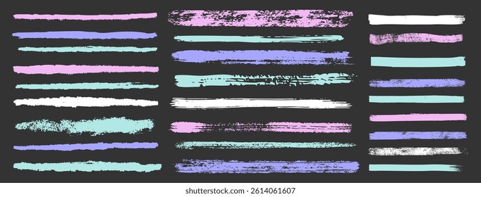 Brush chalk line frame acrylic strokes sketch hand drawn vector illustration. Crayon background simple shapes for design, presentation, education