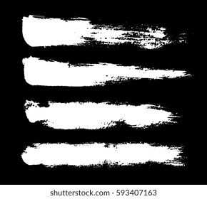 Brush, chalk strokes. White ink painting. Set collection. Abstract blackboard background. Vector illustration. Hand drawn artwork. Poster, banner, wallpaper. Black and white, monochrome