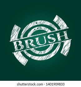 Brush chalkboard emblem written on a blackboard. Vector Illustration. Detailed.