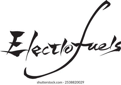 Brush character "Electrofuels"  handwritten with a brush
