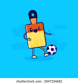 brush character mascot playing football