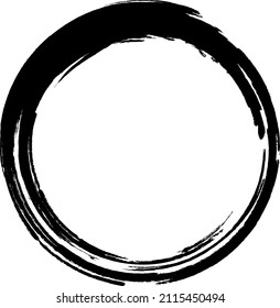 Brush circle. Black abstract circle. Frame. Grunge circle.