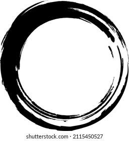 Brush circle. Black abstract circle. Frame. Grunge circle.