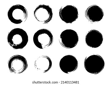 Brush Circle. Grunge Vector Background. Circle abstract frame.