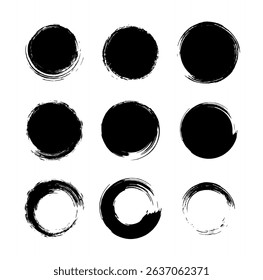 Brush Circle. Grunge Vector Background. Circle abstract frame.