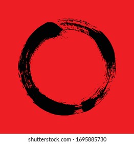 Brush circle ink black and red texture grunge