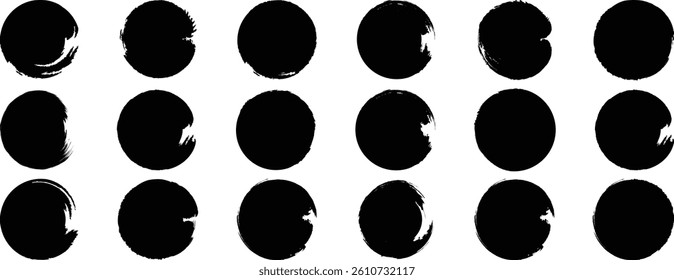 Brush circles. Circle brush strokes, hand drawn paint brush circle logo frame. Circle brush stroke vector isolated on white background. grunge circles. Circle Grunge stroke vector illustration
