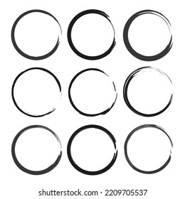brush circles for decorative design. Photo frame. Circle frame set. Round shape. Vector illustration. Stock image. 