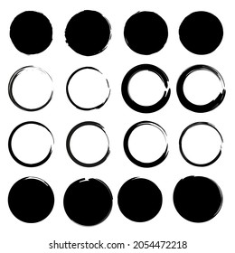 Brush circles. Grunge circles. Circles stroke.  Line vector. Stock image.Ink circles.  Watercolor stroke. EPS 10.