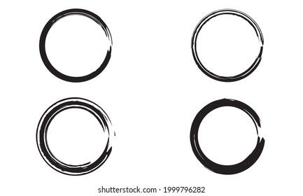 Cepillarse los círculos. Grunge textura. Forma redonda dibujada a mano EPS 10.
