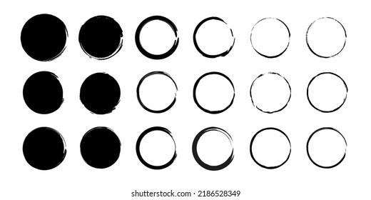 Brush circles. Grunge texture. Hand drawn Round shape.