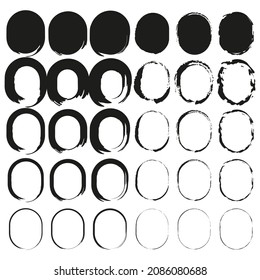 Brush circles. Grunge texture. Scribble circle drawn in scetch. Hand draw circle line. Scribble circle. Scribble. Line style. Hand drawn Round shape.