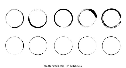 Brush circles. grunge circles. Brush circles. Watercolor texture. Ink circles - Stock Vector