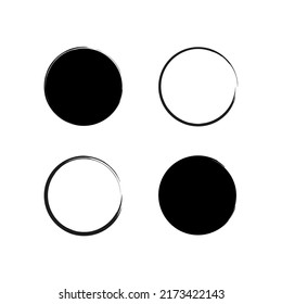 brush circles. Ink paint brush stain. Circle frame set. Line art. Round frame set. Vector illustration. stock image. 