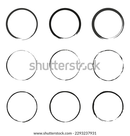 Brush circles on white background. Ink paint brush stain. Vector illustration.