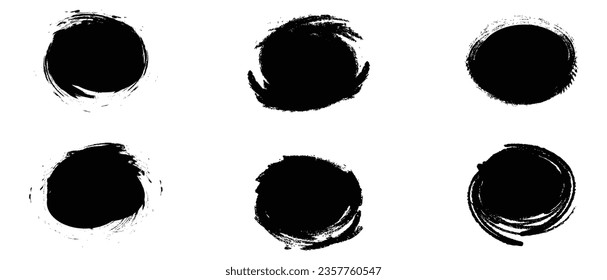 Brush circles round shape Stock black color design.