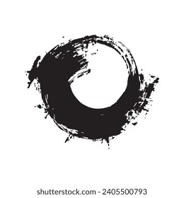 Brush circles round shape Stock black color design.