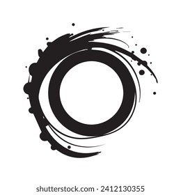 Brush circles round shape Stock black color design.