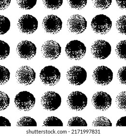 Brush circles seamless pattern. Grunge texture. Hand drawn vector Round shape. Acrylic stroke circles