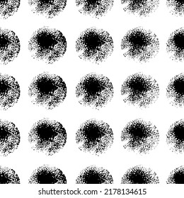 Brush circles seamless pattern. Grunge texture. Hand drawn vector Round shape. Acrylic stroke circles