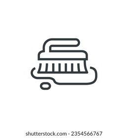 Brush clean cleaning floor housework icon, vector illustration