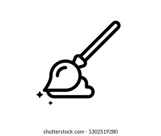 Brush clean mop outline icon. Floor mop icon. Vector illustration