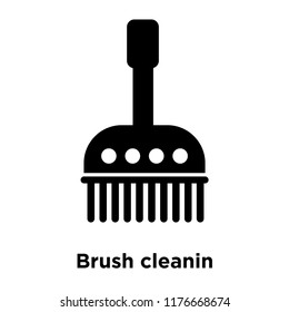 Brush cleanin icon vector isolated on white background, logo concept of Brush cleanin sign on transparent background, filled black symbol