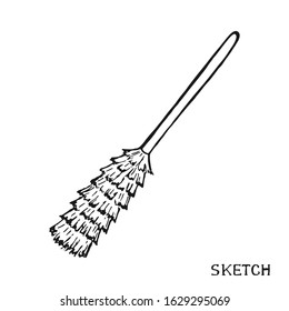 Brush for cleaning dust on a white background in a vector