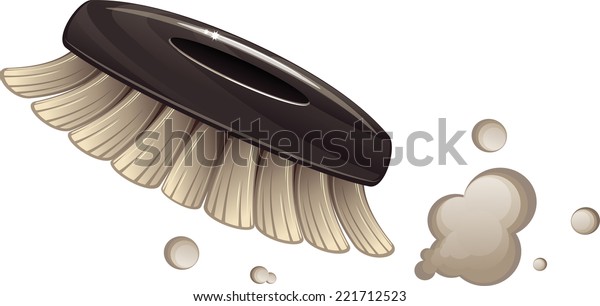 Brush cleaning dust. Vector illustration over\
white background.