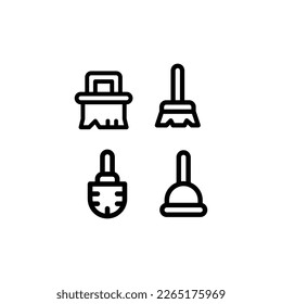 Brush Cleaning floor toilet bathroom Icon, Logo, and illustration Vector