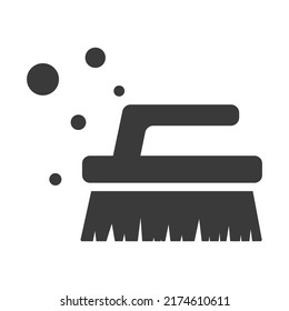 Brush for cleaning glyph icon isolated on white background.Vector illustration.