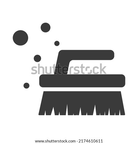 Brush for cleaning glyph icon isolated on white background.Vector illustration.