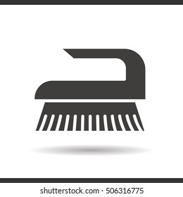 Brush for cleaning icon. Drop shadow silhouette symbol. Negative space. Vector isolated illustration