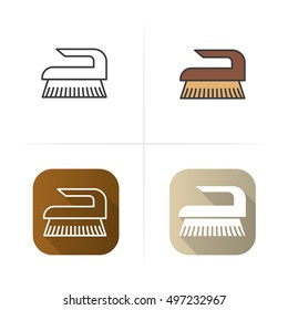 Brush for cleaning icon. Flat design, linear and color styles. Isolated vector illustrations