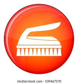 Brush for cleaning icon in red circle isolated on white background vector illustration