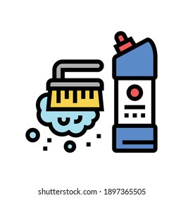 brush and cleaning liquid color icon vector. brush and cleaning liquid sign. isolated symbol illustration