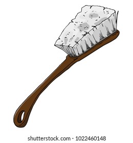 Brush for cleaning objects, clothes, apartments, shoes. Cleaning brush with long handle. Washing Brush with dense bristles. Vector illustration.