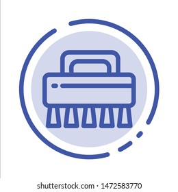 Brush, Cleaning, Set Blue Dotted Line Line Icon