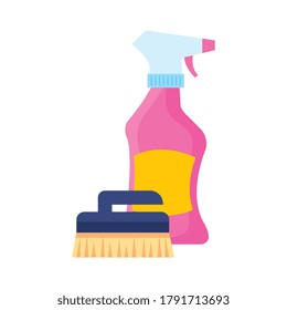brush with cleaning spray, on white background vector illustration design