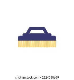brush for cleaning and washing color vector illustration, house hygiene colored brush with handle in cartoon style isolated on white background