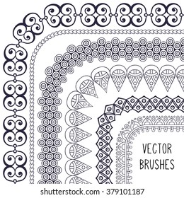 Brush collection. Ethnic decorative elements. Hand drawn background. Islam, Arabic, Indian, ottoman motifs.