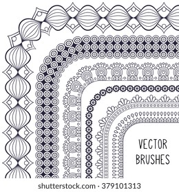 Brush collection. Ethnic decorative elements. Hand drawn background. Islam, Arabic, Indian, ottoman motifs.
