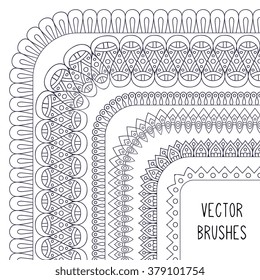 Brush collection. Ethnic decorative elements. Hand drawn background. Islam, Arabic, Indian, ottoman motifs.