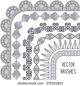 Brush collection. Ethnic decorative elements. Hand drawn background. Islam, Arabic, Indian, ottoman motifs.