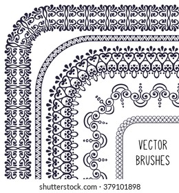 Brush collection. Ethnic decorative elements. Hand drawn background. Islam, Arabic, Indian, ottoman motifs.